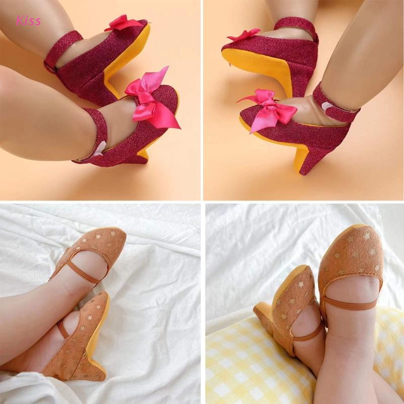 1 Đôi Giày Cao Gót Đế Mềm Đính Nơ Họa Tiết Chấm Bi Dùng Làm Đạo Cụ Chụp Ảnh Cho Bé Sơ Sinh