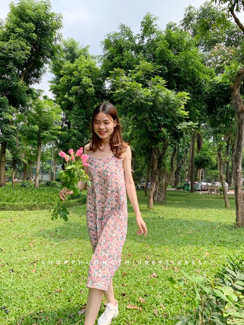 Váy hai dây hoa nhí maxi (hình shop tự chụp/sẵn) | BigBuy360 - bigbuy360.vn