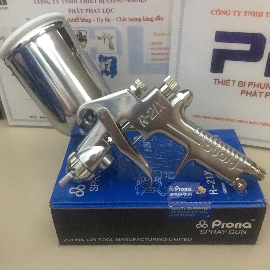 Súng phun sơn đài loan Prona R21X-G13 chuyên phun PU đồ gỗ nội thất, sơn xe máy, ô tô với độ mịn và chất lượng cao