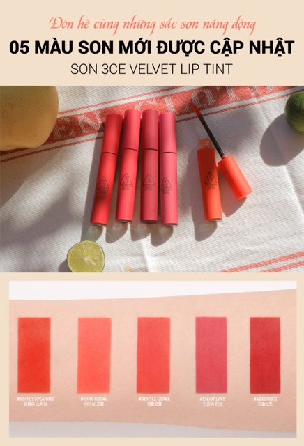 Son kem 3CE Velvet Lip Tint