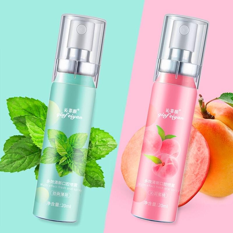 Xịt Thơm Miệng QINFEIYAN Hoa Quả An Toàn Giúp Ngăn Ngừa Vi Khuẩn Khoang Miệng Lưu Hương Thơm Mát Sạch Sẽ Thơm Tho
