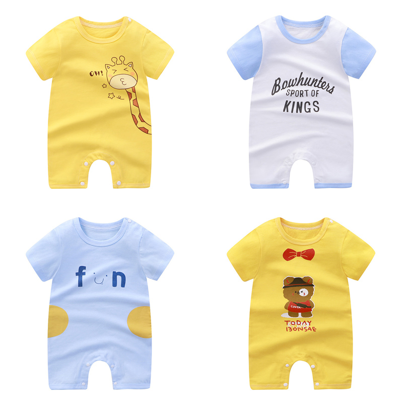 Bộ Áo Liền Quần Tay Ngắn Chất Liệu Cotton Thời Trang Mùa Hè Cho Bé Sơ Sinh