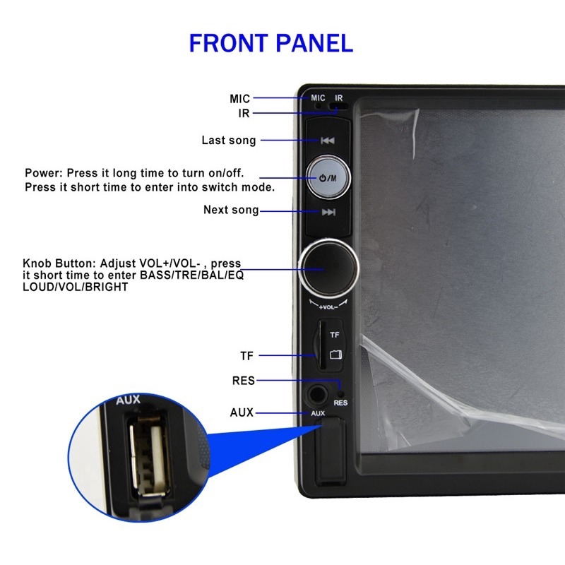 Thiết bị phát MP5 với màn hình cảm ứng 7010B 2 7 '' Inch HD 2 DIN Bluetooth hỗ trợ FM / USB / TF / và camera HD | BigBuy360 - bigbuy360.vn