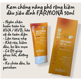 Kem Chống FARMONA Phổ Rộng Kiềm Dầu Siêu Đỉnh - Farmona Sun Face Cream Oil Free - Tuýp 50ml