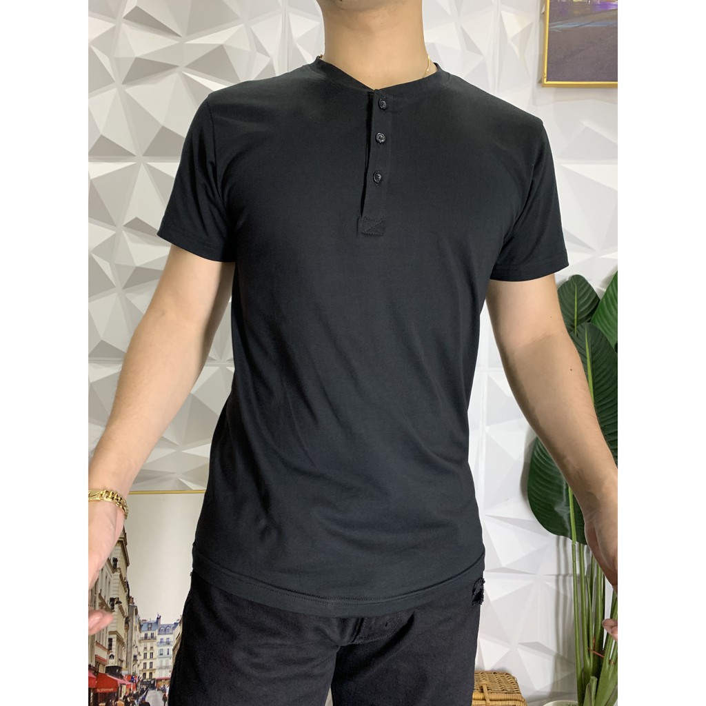 ÁO THUN NAM CỔ TÀU COTTON 5 MÀU AT3T02- 7 MÀU