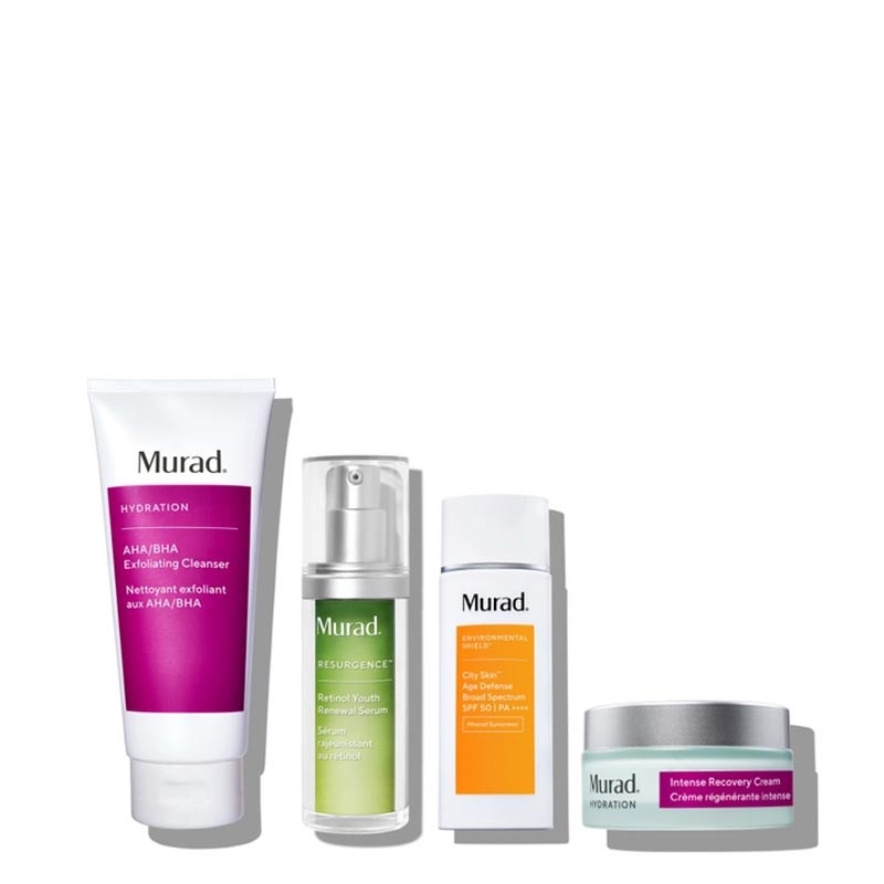 Bộ dưỡng 4 món Radiance Revealed with Murad 2022 Retinol Youth Renewal Serum, City skin Age Defense
