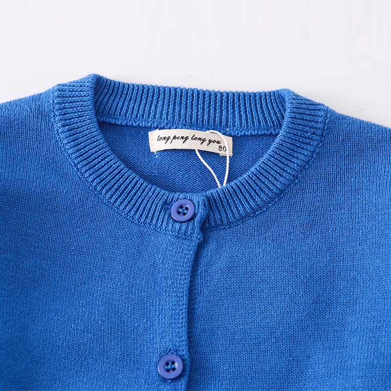 LJMOFA KIDS Áo Khoác Len Dệt Kim Mỏng Tay Dài Cổ Tròn Màu Trơn Cài Nút Thời Trang Xuân Thu Cho Bé 1-6 Tuổi