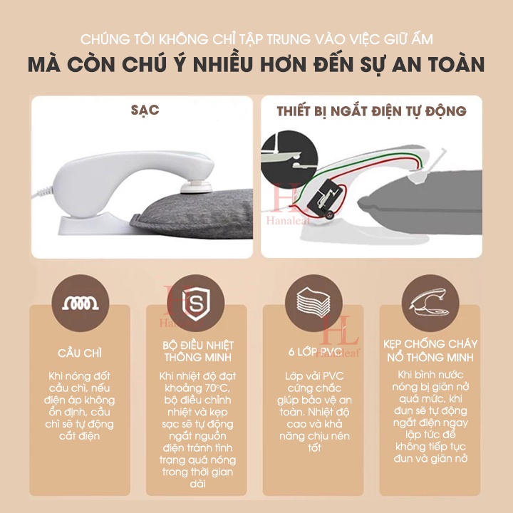 Túi sưởi chân cắm điện HL, sưởi ấm chân tay thông minh cute, loại đẹp