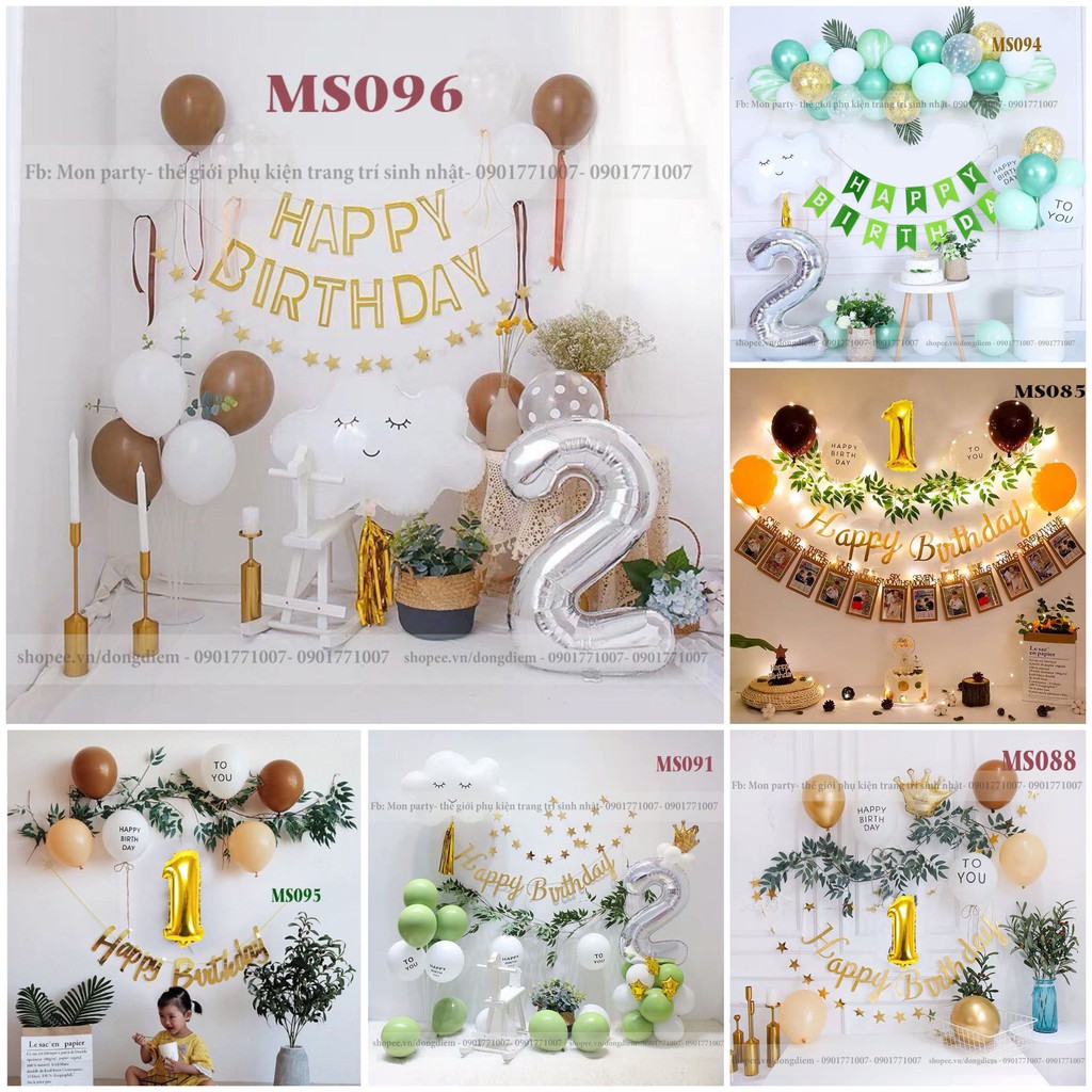 Set sinh nhật hàn quốc Mon Party Set bóng trang trí sinh nhật theo phong cách hàn quốc, bóng sinh nhật hàn quốc