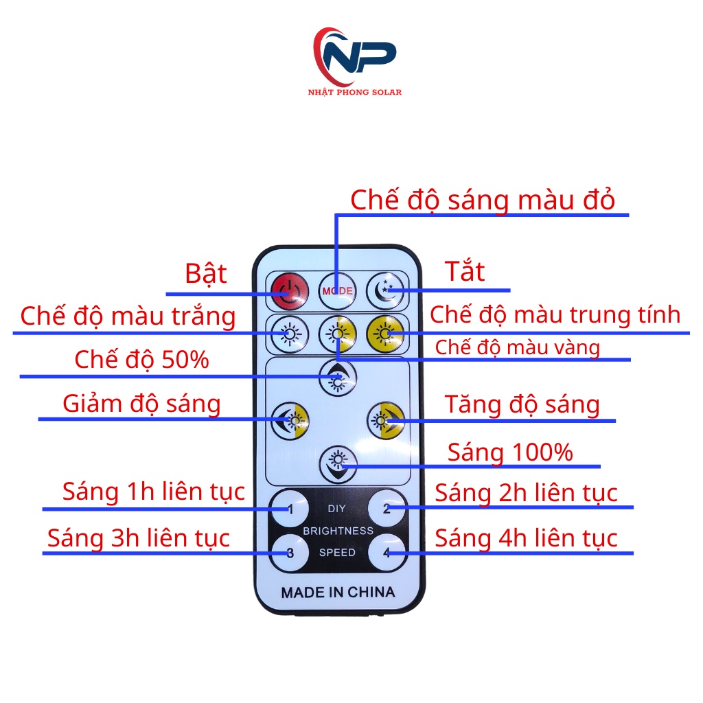 Đèn năng lượng mặt trời sân vườn SHOPNHATPHONG đèn trang trí trụ cổng 250mm,300,400mm có điều khiển,3 chế độ màu