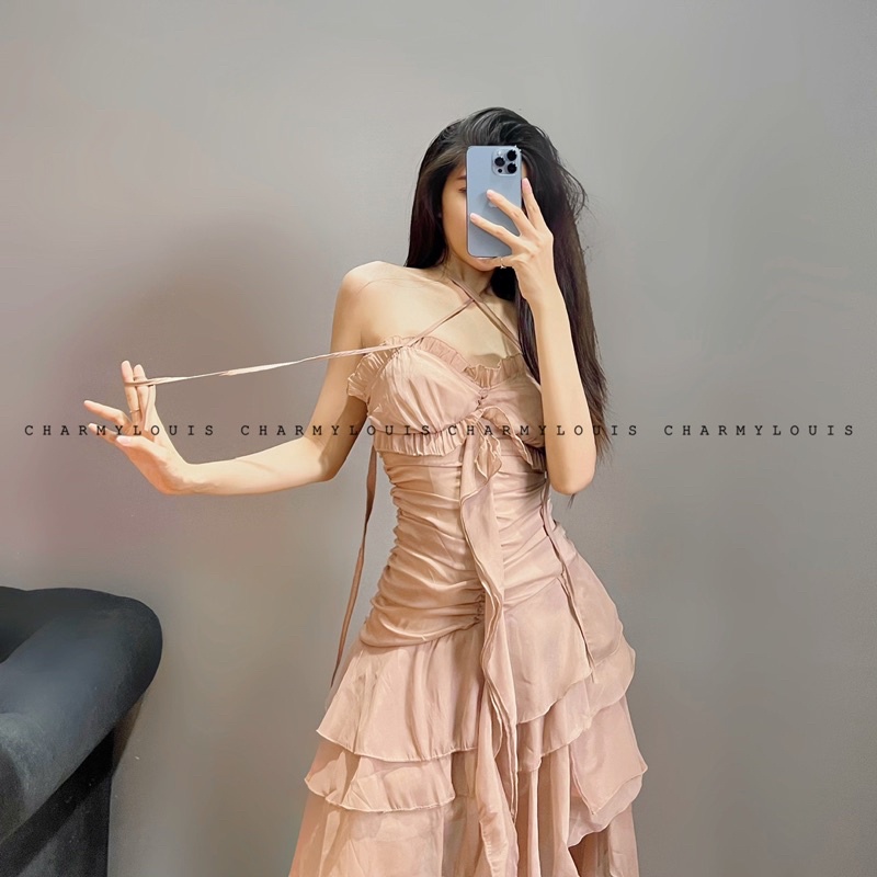 Đầm Dây Tua Rua Nâu QCCC