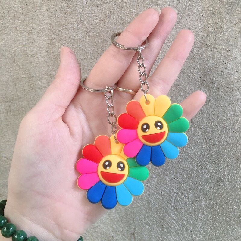 Móc Khoá Dẻo Silicon pilu hoa mặt trời kai ki bảy sắc cầu vồng cute dễ thương