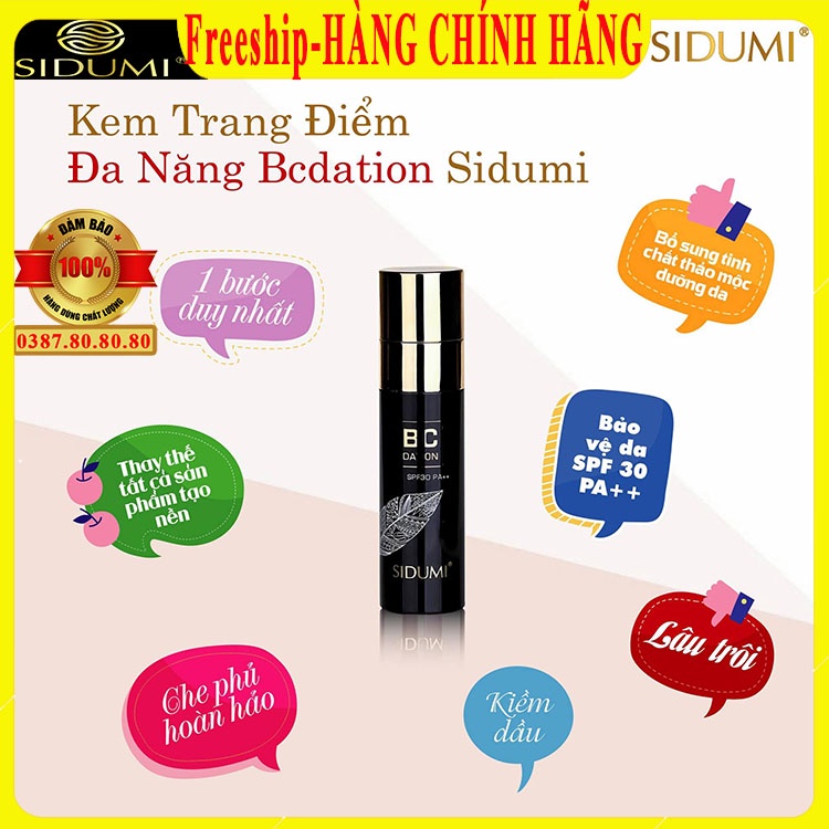 [ Auth - MUA 1 TẶNG 1 ] Kem nền cho da dầu và mọi loại da cao cấp 3 trong 1/ Kem nền  BCD Sidumi hàn quốc BB Cream