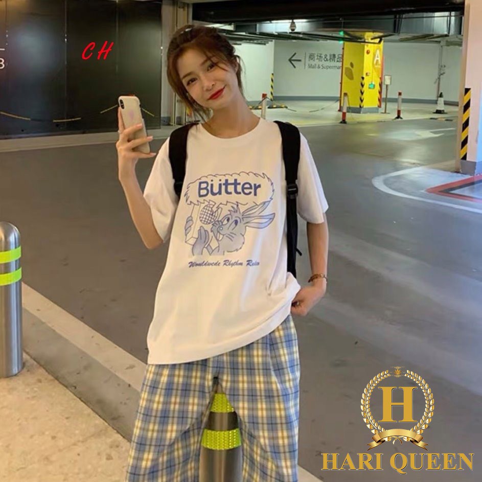 FREE SHIP ĐƠN TỪ 50K Sét áo Butter +quần kẻ xanh COH0620 1