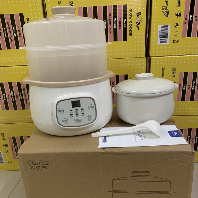 Nồi Nấu Cháo Chậm, Nồi Ninh Hầm Đa Năng Cho Bé Lotor 1,5L (Model: D1) Kèm Lồng Hấp, Vừa Nấu Vừa Hấp Cùng Lúc