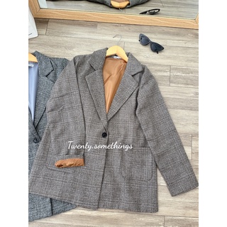 Áo Blazer Kẻ 2 Lớp 1 Cúc (ảnh thật/sẵn/video)