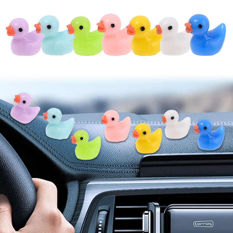 Bộ 7 Tượng Vịt Vàng Mini Bằng Nhựa Resin Dễ Thương Dùng Trang Trí Tiểu Cảnh / Nhà Búp Bê