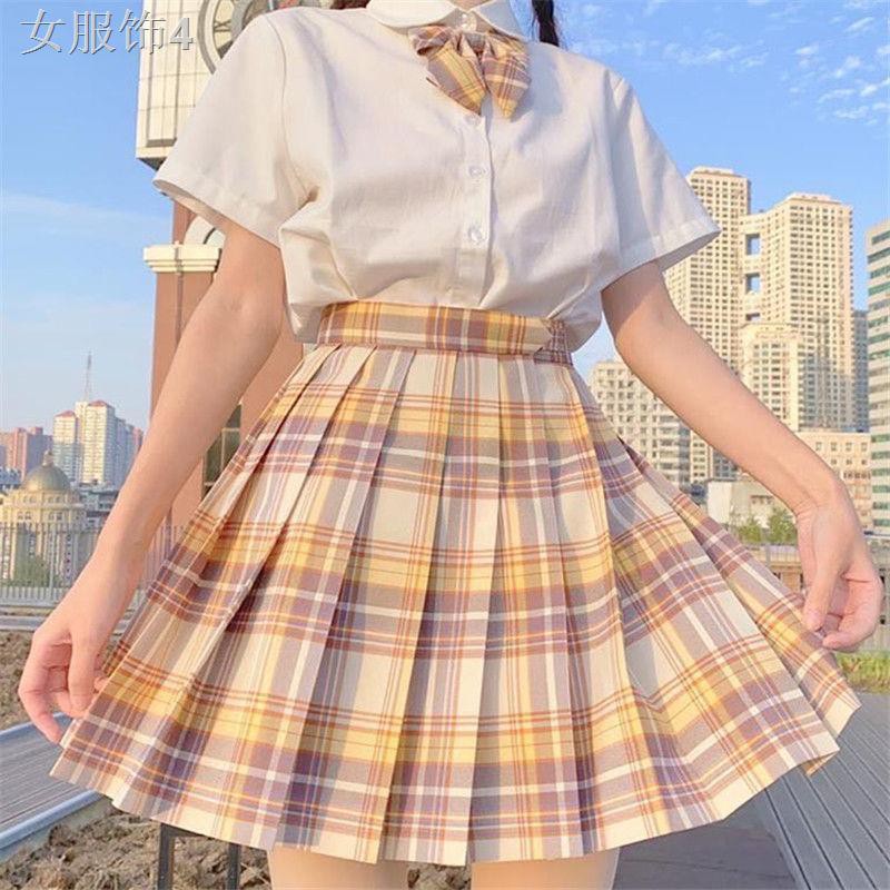 Đồng phục váy phù hợp với Jk trọn bộ phong cách đại học cơ bản Áo sơ mi dài tay Nhật xếp ly nữ sinh kẻ sọc mùa xu | BigBuy360 - bigbuy360.vn