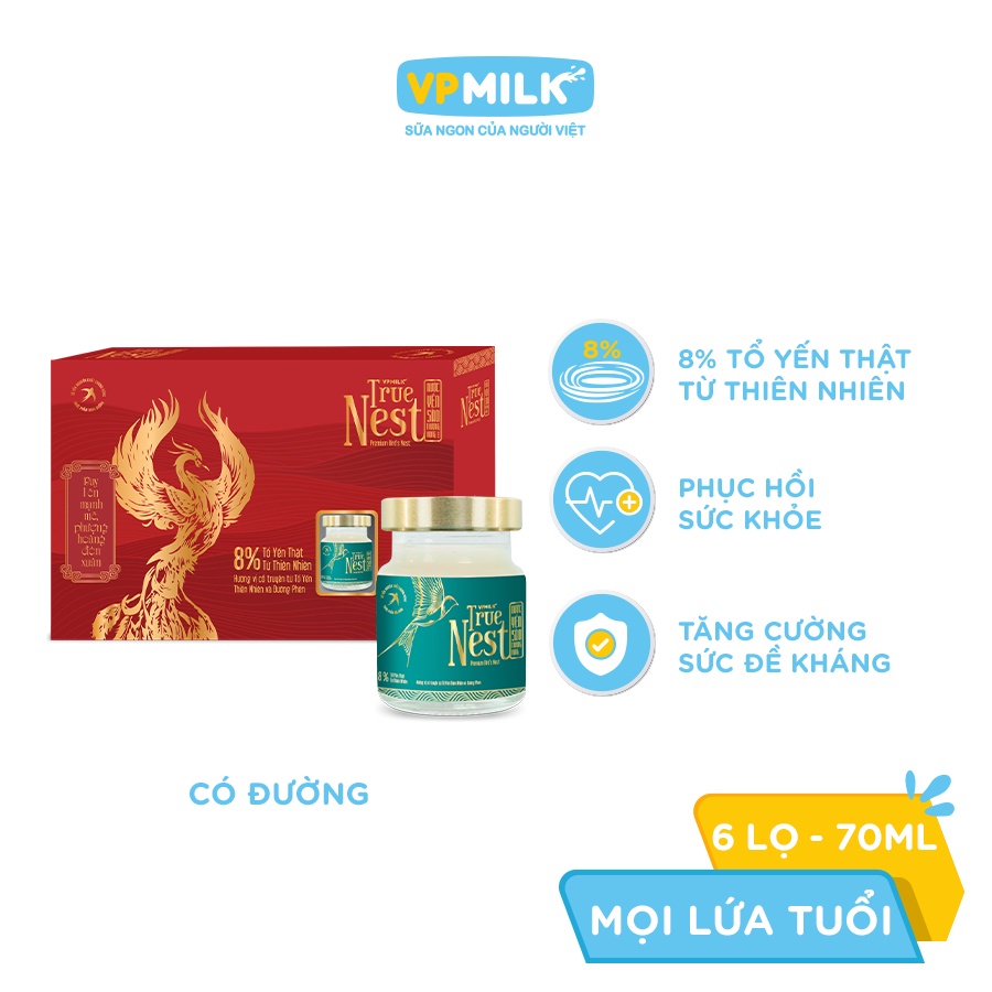 [Quà tết] Tổ yến nguyên chất chưng gừng VPMilk True Nest (gift set 6 lọ x 70 ml)