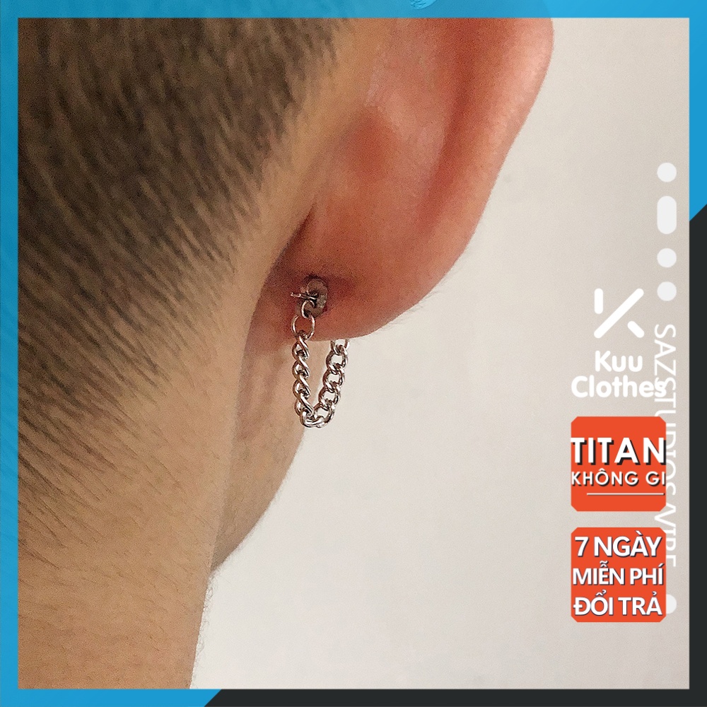 Khuyên Tai Tròn Small Chain Kiểu Dây Xích Nhỏ Đẹp Kuu Clothes - Bông Tai UnisexCao Cấp Chất Thép Titan Không Gỉ (1 đôi)