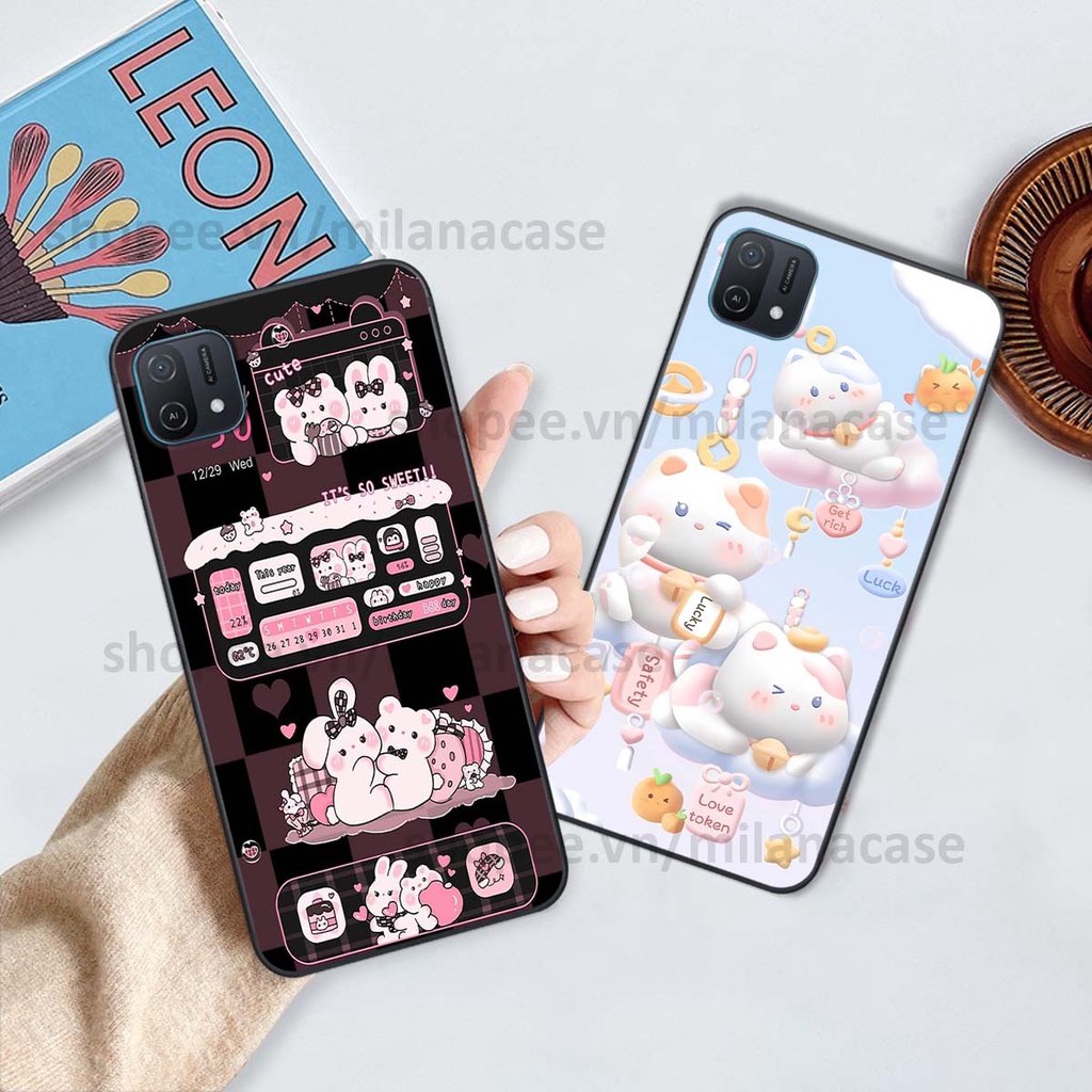 Ốp Oppo A16k hình đồng hồ icon gấu mèo cute cực dễ thương ngộ nghĩnh