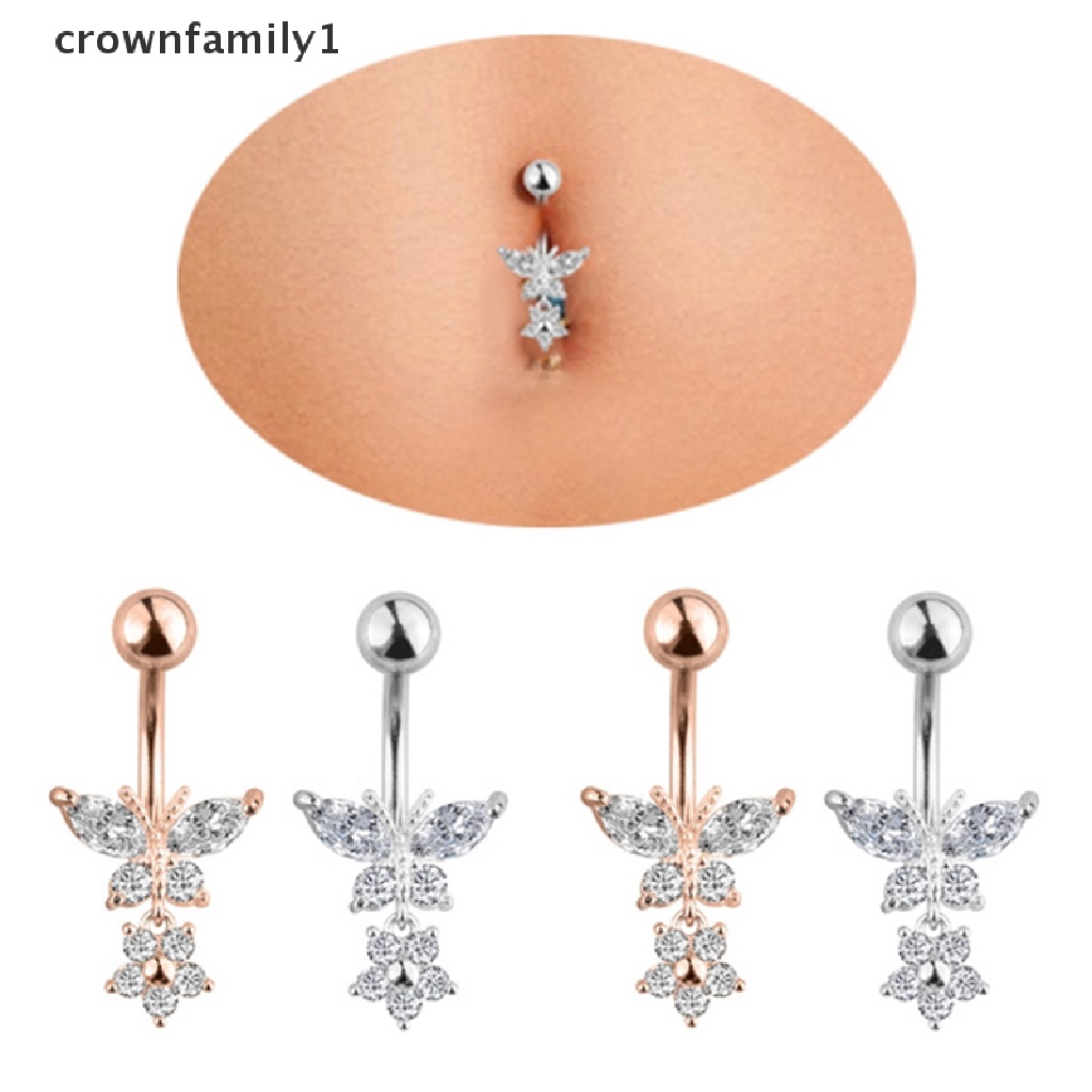 [crownfamily1] Khuyên RốN HìNh BướM ĐíNh Đá Xinh XắN