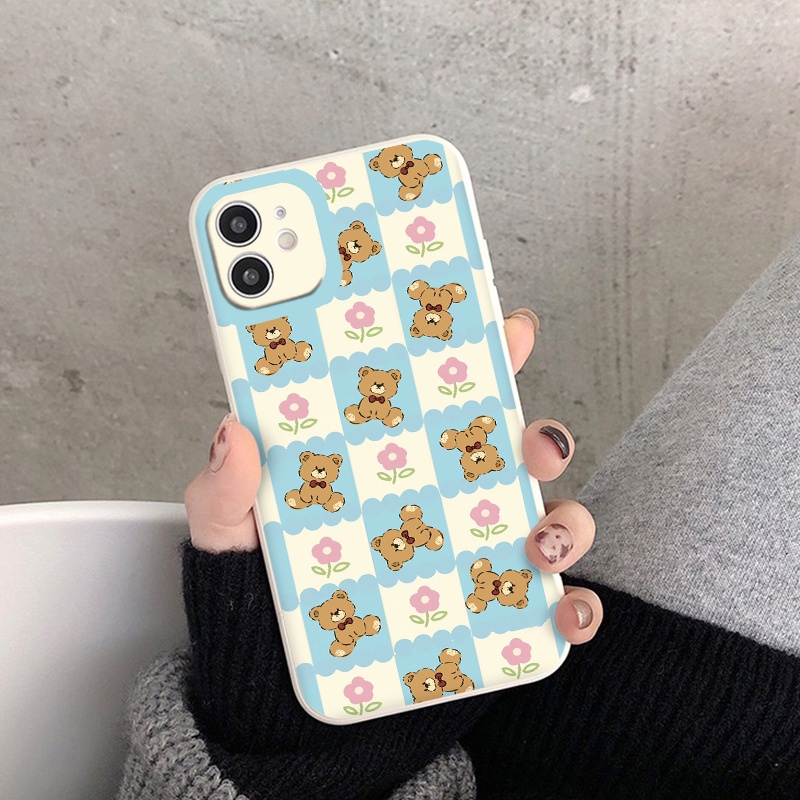 Ốp Điện Thoại iphone Mềm Họa Tiết Gấu ốp vuông iPhone 12 8plus x 11promax 7plus 8 6 6Plus 7Plus 8Plus X Xs Max 13 Promax