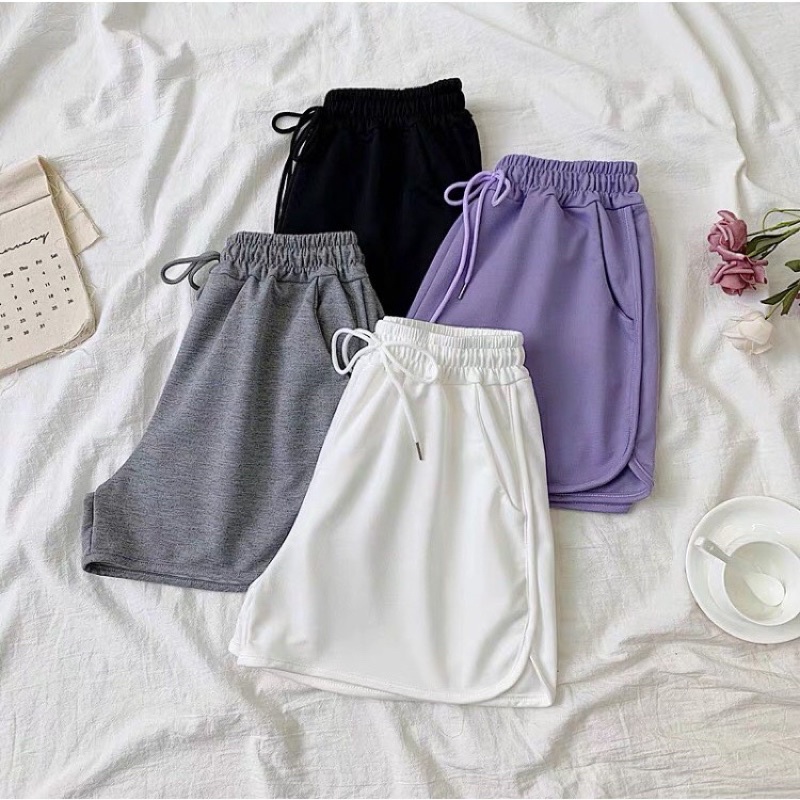 Quần đùi short nữ thun cotton 3 sọc viền thể thao bên hông co giãn thoải mái thich hợp mặc nhà, tập gym