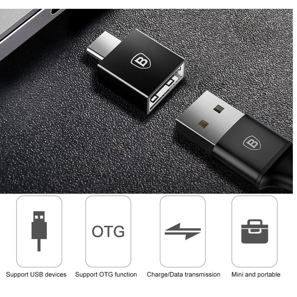 Đầu chuyển Mini Type-C sang USB chính hãng Baseus