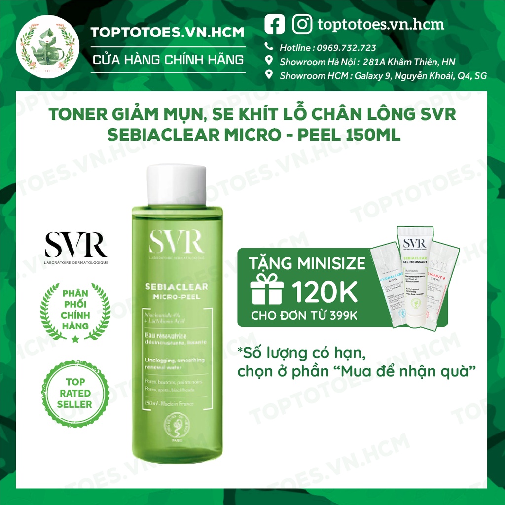 Toner giảm mụn, se khít lỗ chân lông SVR Sebiaclear Micro-peel 150ml  [NHẬP KHẨU CHÍNH HÃNG 100%]