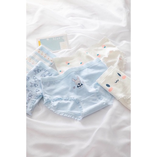 Quần Lót Nữ Cotton Thỏ - Dâu Tây Ngang Eo Thời Trang Dễ Thương 8015 nội y xanh hàng đẹp thấm hút mồ hôi