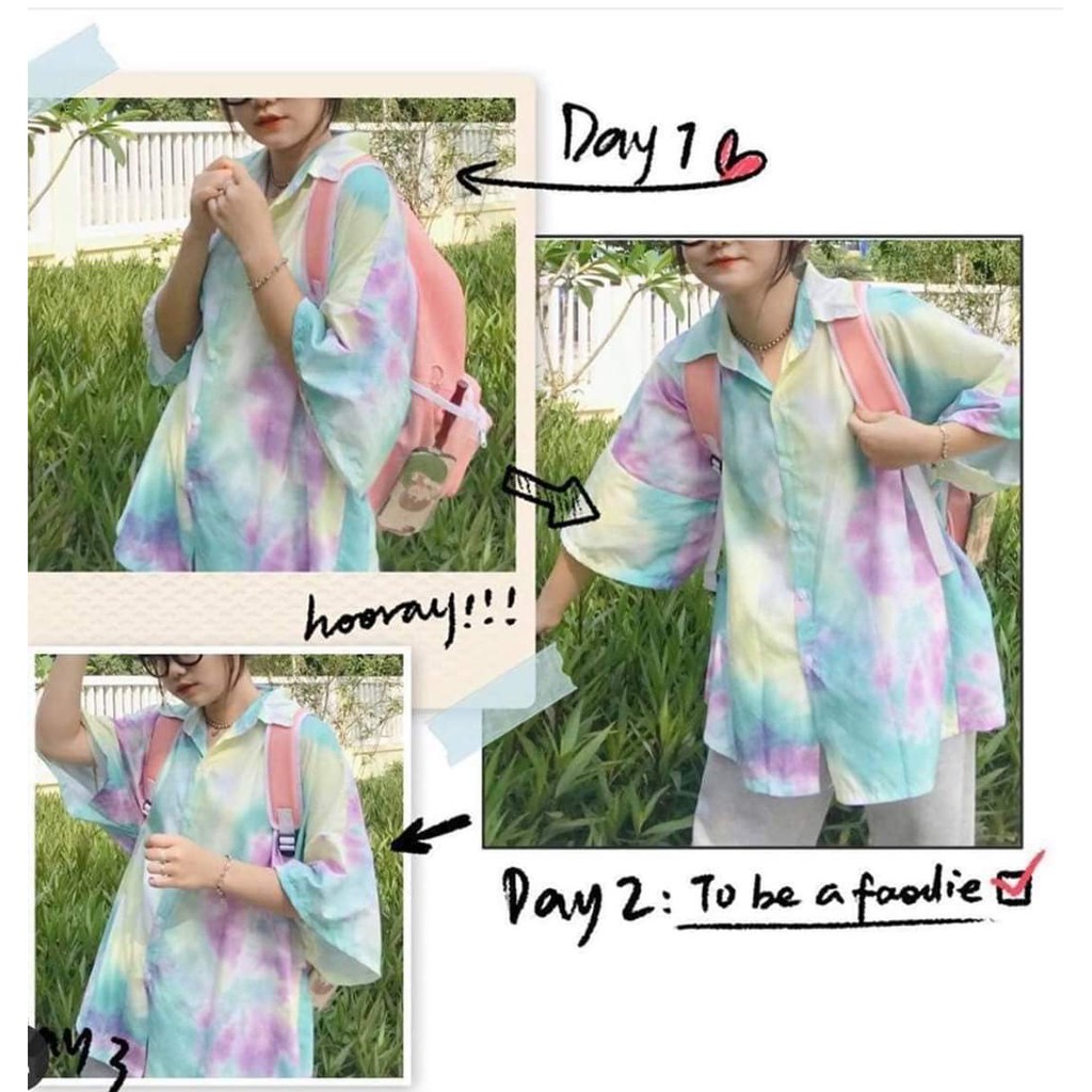 (Nhiều màu) ÁO SƠ MI TIE-DYE MÀU LOANG DARK STORM ULZZANG - ÁO SƠ MI LOANG 4 MÀU OVERSIZE FORM RỘNG | BigBuy360 - bigbuy360.vn