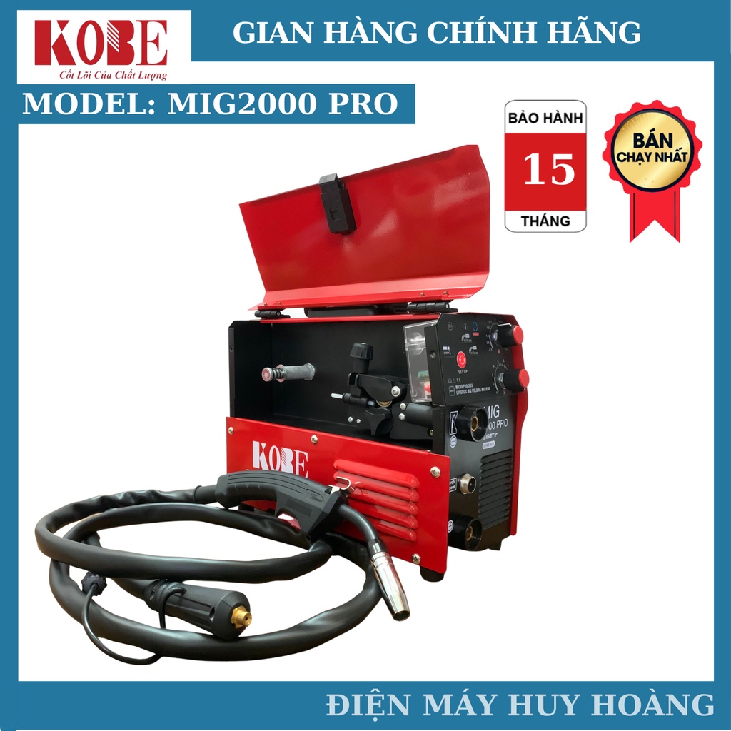 Máy hàn mig không dùng khí KOBE 2000pro dây súng mig rời 2,5m tiện lợi -  tặng full phụ kiện