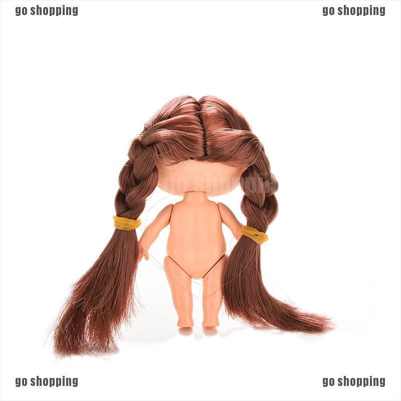 {go shopping}Mini Naked Doll with Double Brown Braids Princess Cake Mold for ddung Girl 8cm