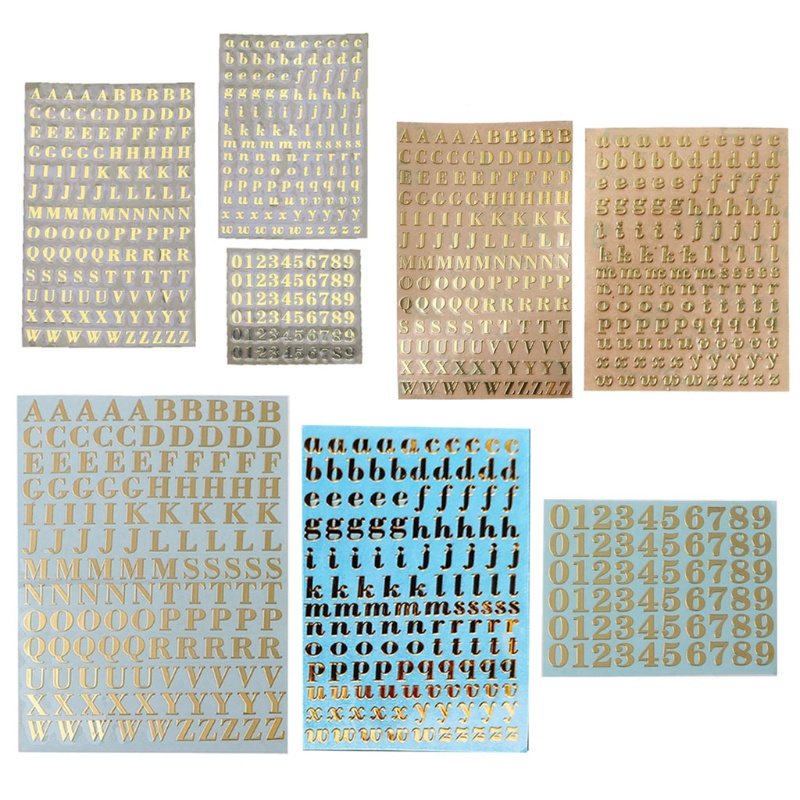Bộ 8 tấm hình dán 26 chữ cái bằng kim loại