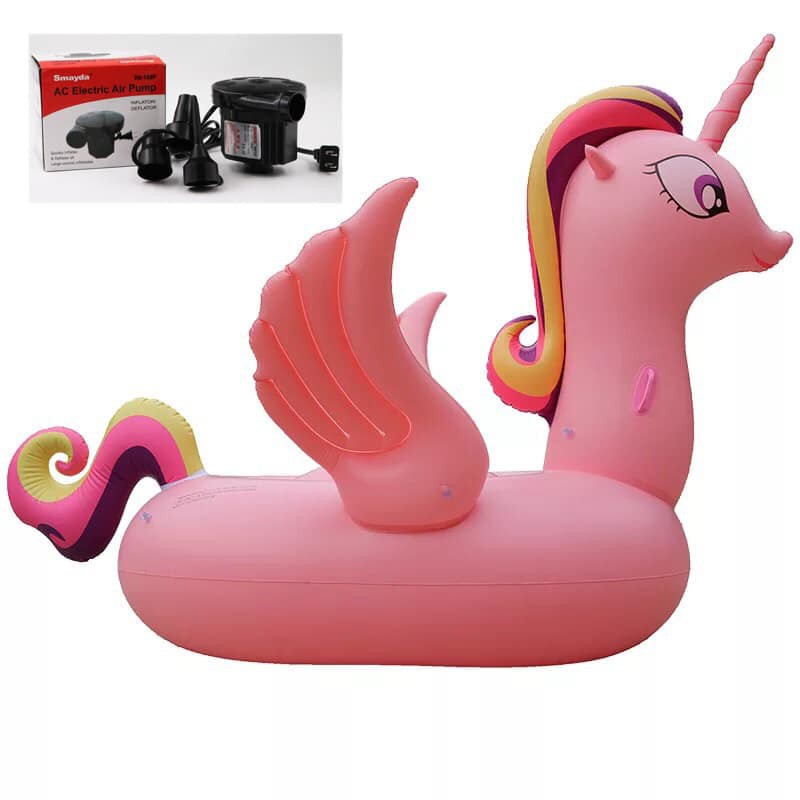 Phao Bơi Pony Hồng 275cm Khổng Lồ Người Lớn Kèm Bơm + Phao Mini