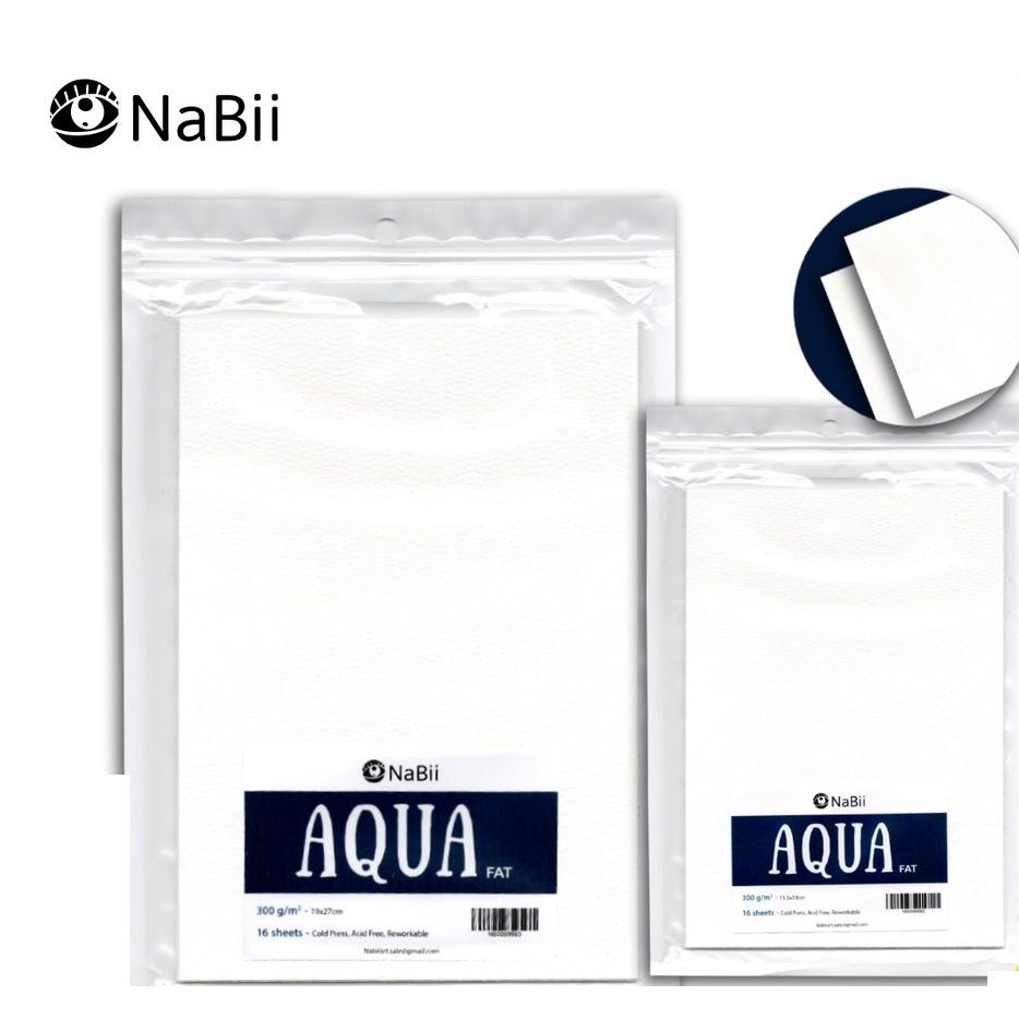 Giấy Vẽ Màu Nước NaBii Aqua Fat 300gsm Xấp 16 tờ A6/A5/A4 [ Sugi art shop]