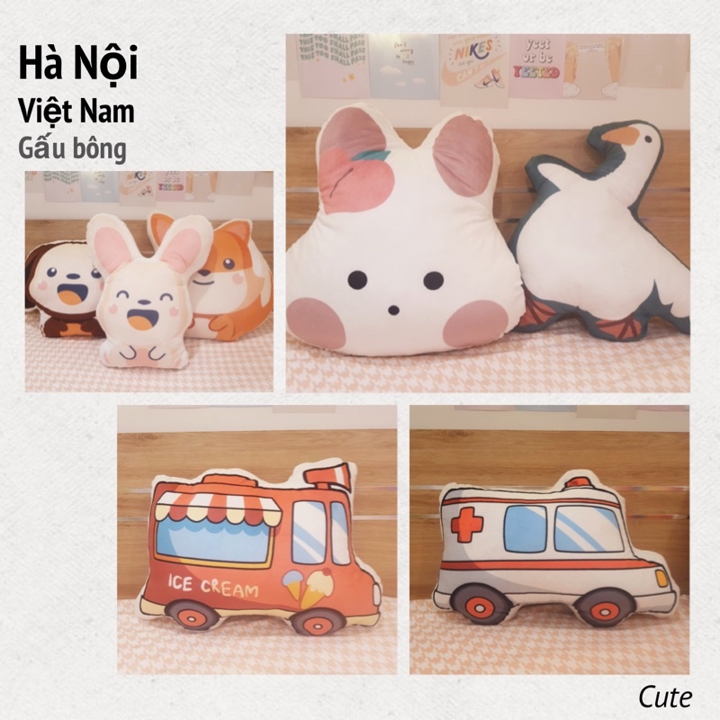 Gối nhồi bông trang trí noel giáng sinh cute chất liệu nhung lông đào ông già noel tuần lộc cây thông