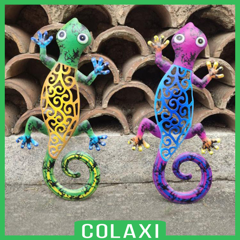 [COLAXI]2xWall Hanging Gecko Artworkd Decorative Lizard Outdoor Garden Decor  Blue