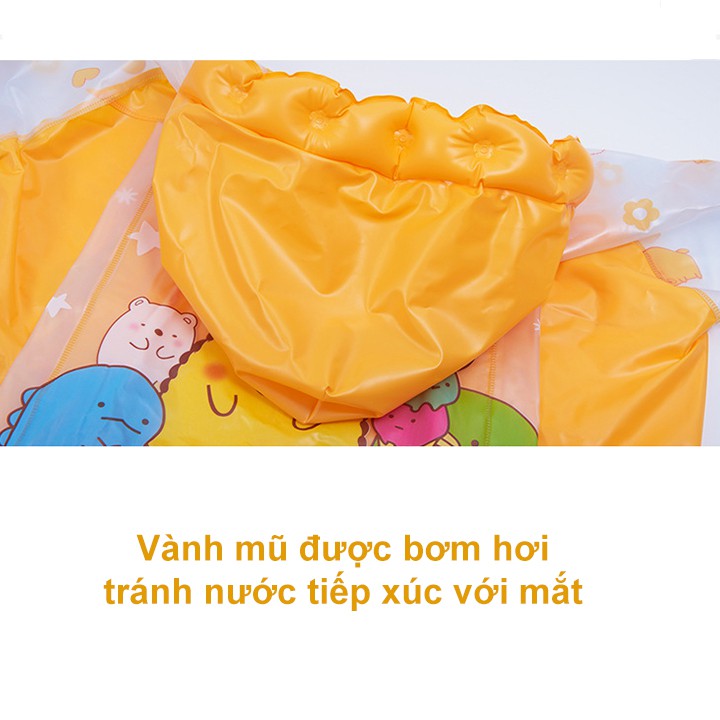 Áo mưa cho bé gái và bé trai 4-10 tuổi có thể làm phồng nón trùm cao cấp hình thú đủ màu đáng yêu BBShine – AM014