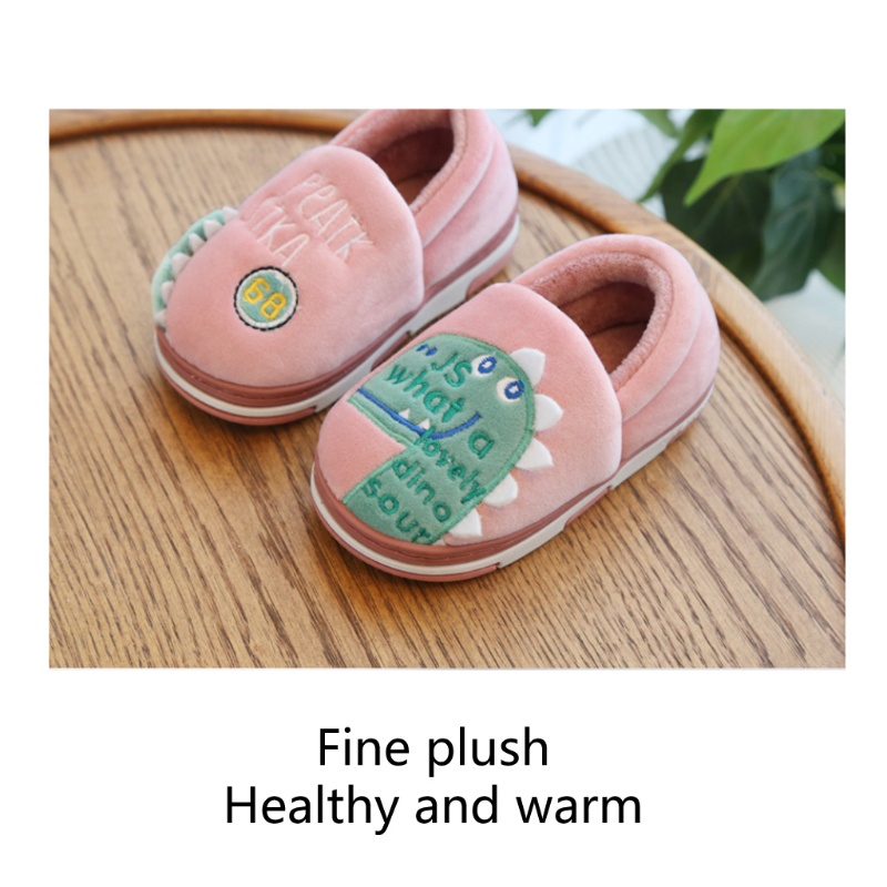 Giày Cotton Giữ Ấm Chống Trượt Hình Khủng Long Dành Cho Bé Trai Và Bé Gái