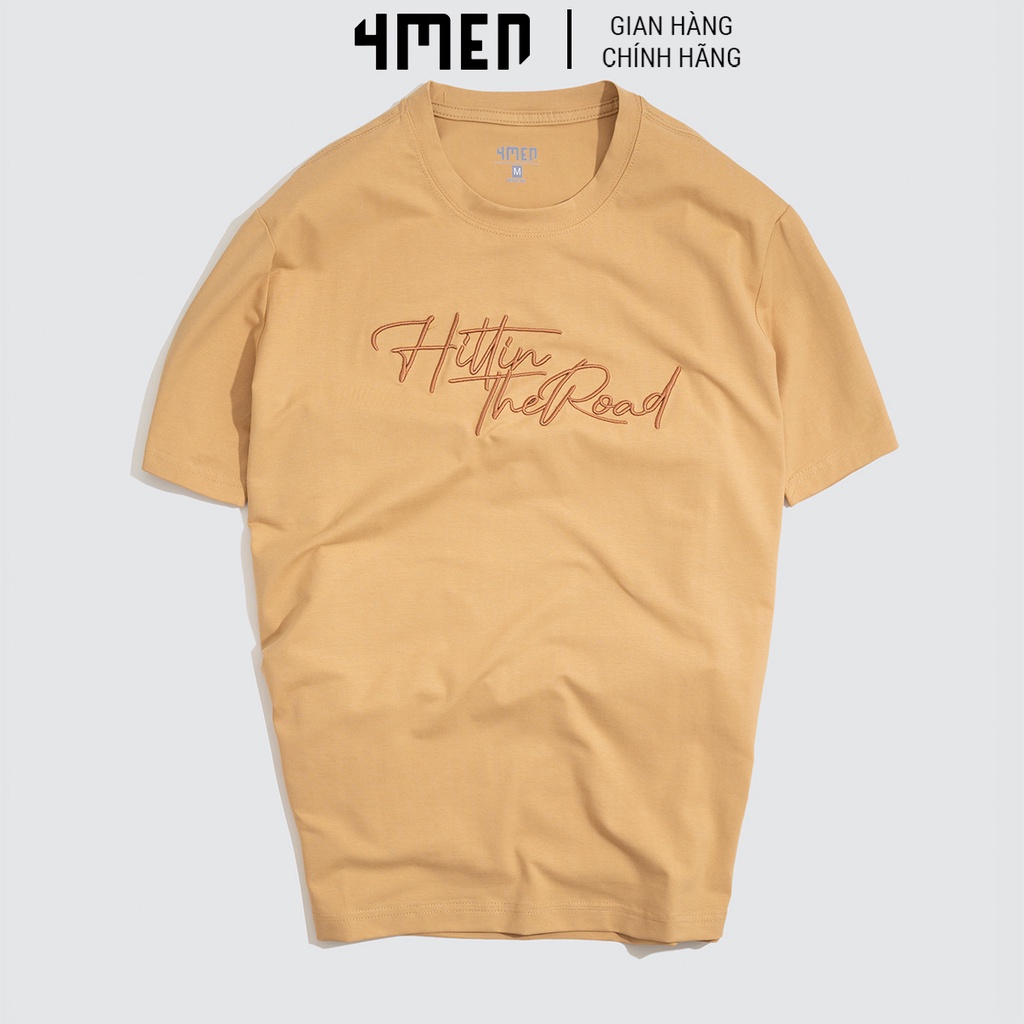 Áo thun nam cổ tròn đẹp 4MEN AT052 ngắn tay, thêu chữ nổi ấn tượng, vải cotton cao cấp thoáng mát | BigBuy360 - bigbuy360.vn