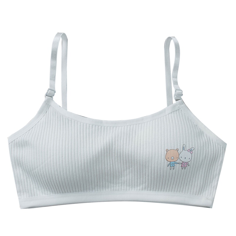 Haha Áo Ngực Cotton Không Đường May Mềm Mại Thoải Mái Màu Trơn Với Họa Tiết Hoạt Hình Dành Cho Tuổi Teen / Bé Gái