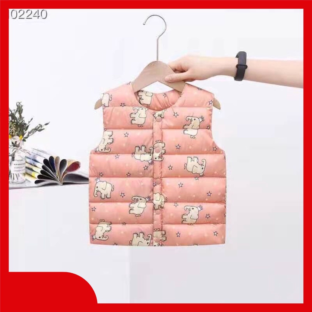 Áo khoác phao 3 lỗ bé trai bé gái nhồi bông dầy dặn_Quần áo trẻ em thu đông A04