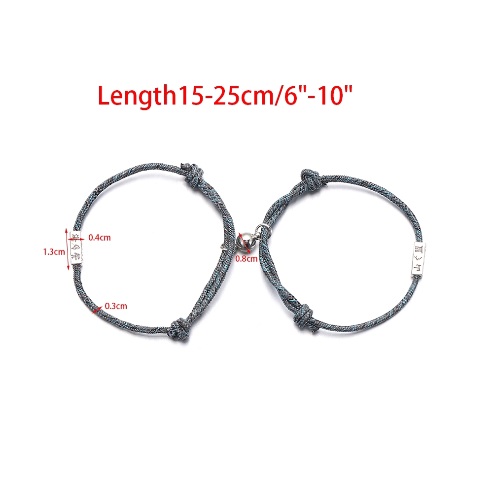 Set 2 vòng đeo tay dây bện có nam châm đơn giản cho cặp đôi