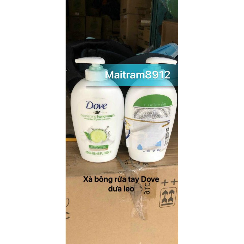 Xà bông/Nước rửa tay Dove 250ml (hương truyền thống và Dưa leo, trà xanh)