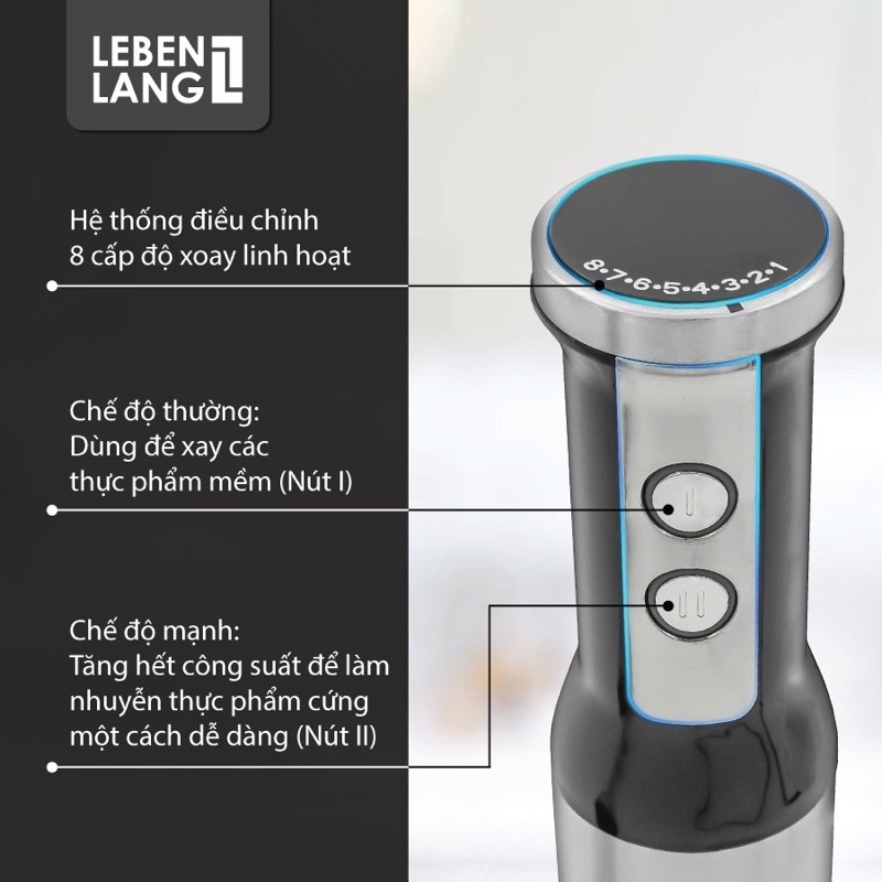 Máy xay cầm tay đa năng Lebenlang LBSH4787, bảo hành chính hãng 24 tháng