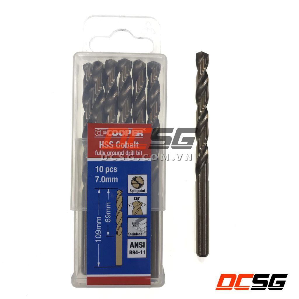 Mũi khoan thép, Inox HSS-Cobalt 5% 5.0-10.0mm CFCooper  | DCSG