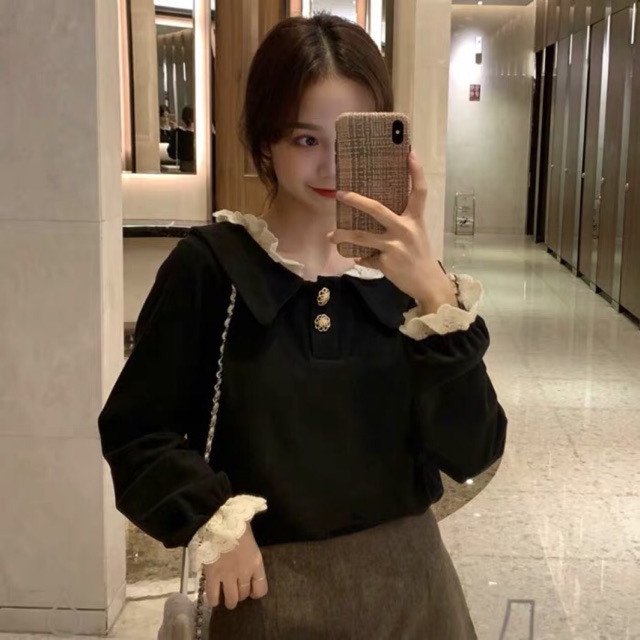 Áo dài tay nữ màu đen