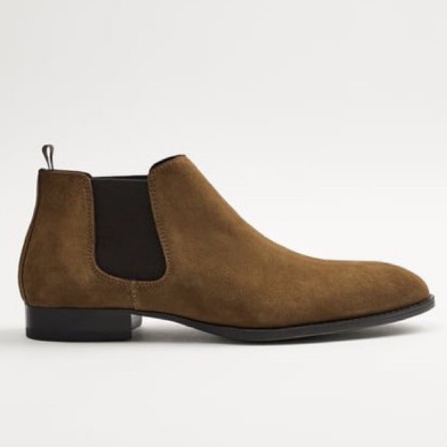 Giày bốt da lộn màu nâu Zara authentic SPORTY ANKLE size 39